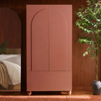 Dusklia - Rachel Arch Front 2 Door Wardrobe with Drawer - Terracotta