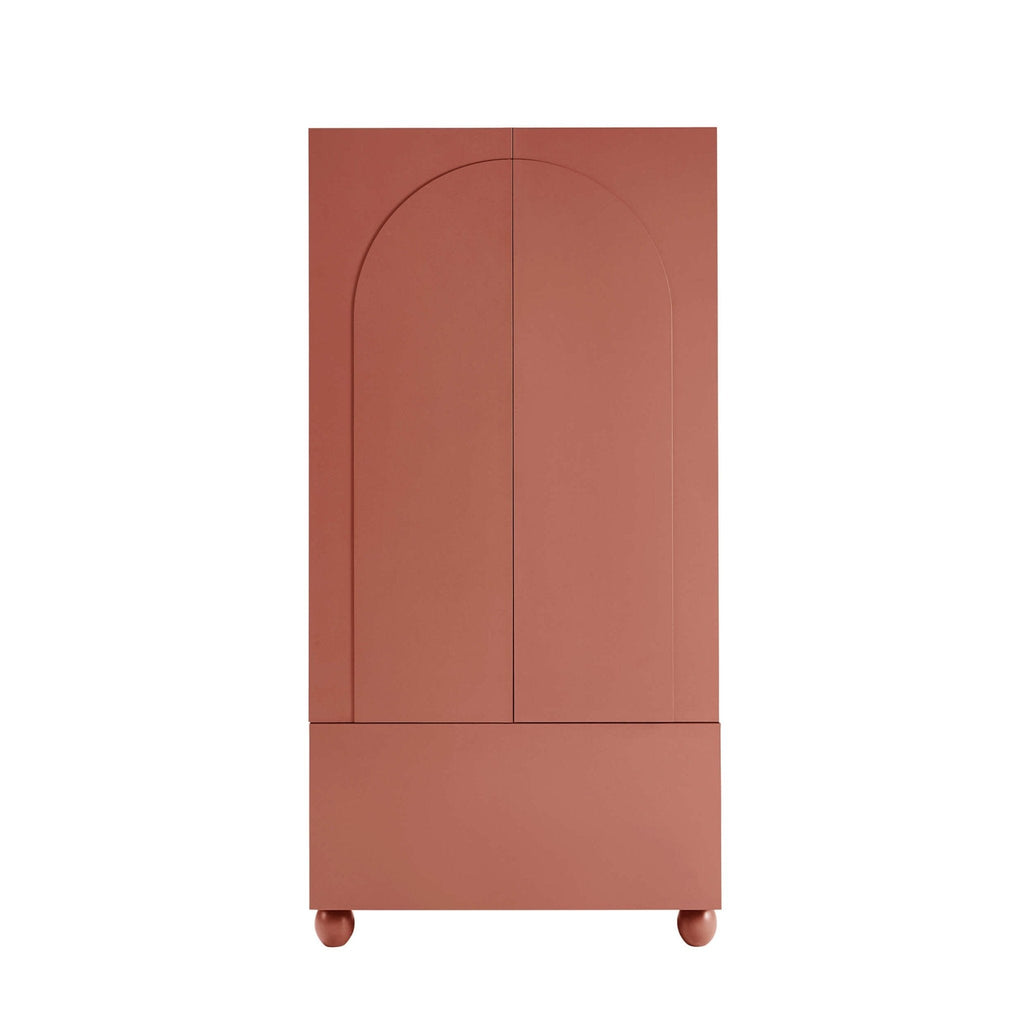 Dusklia - Rachel Arch Front 2 Door Wardrobe with Drawer - Terracotta