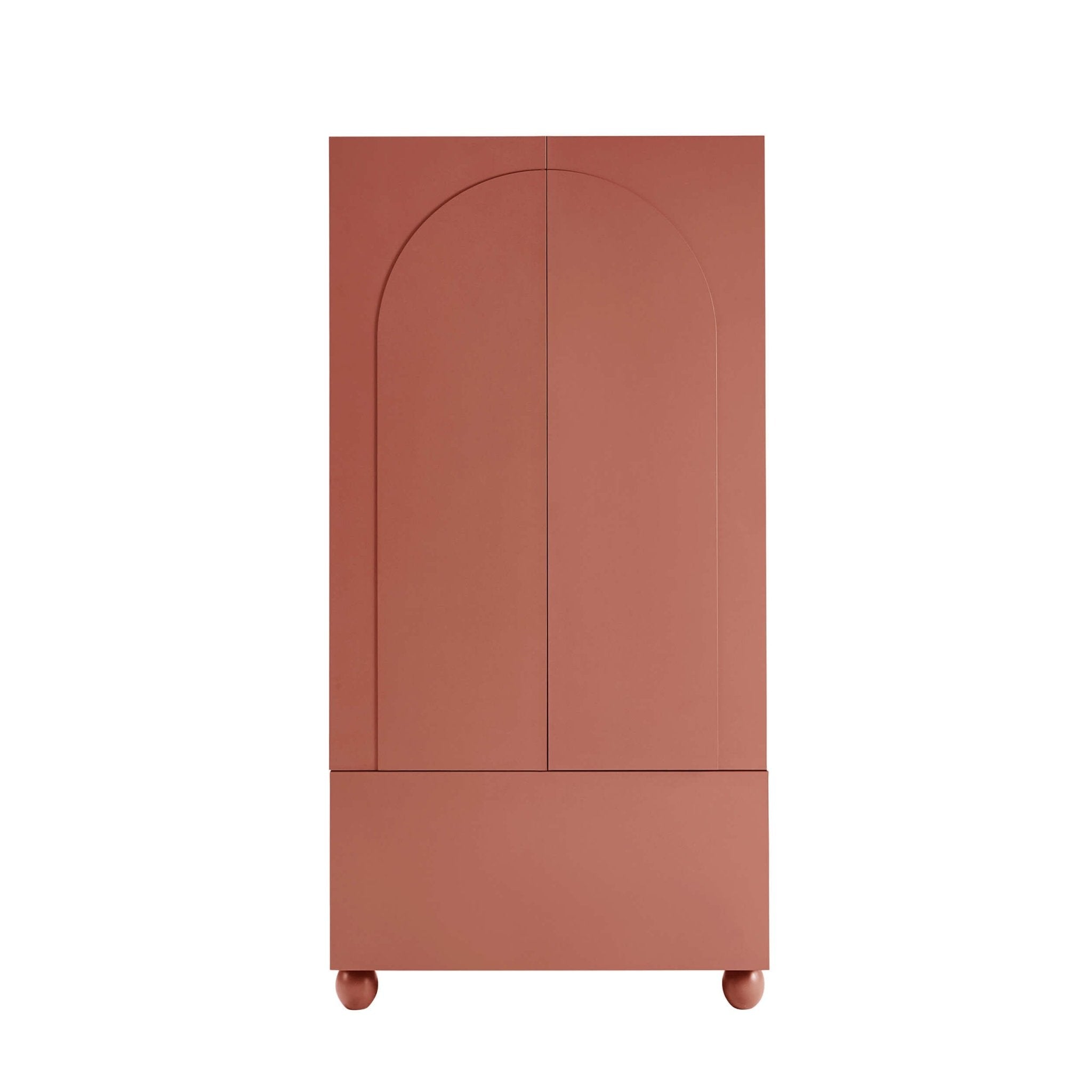 Dusklia - Rachel Arch Front 2 Door Wardrobe with Drawer - Terracotta