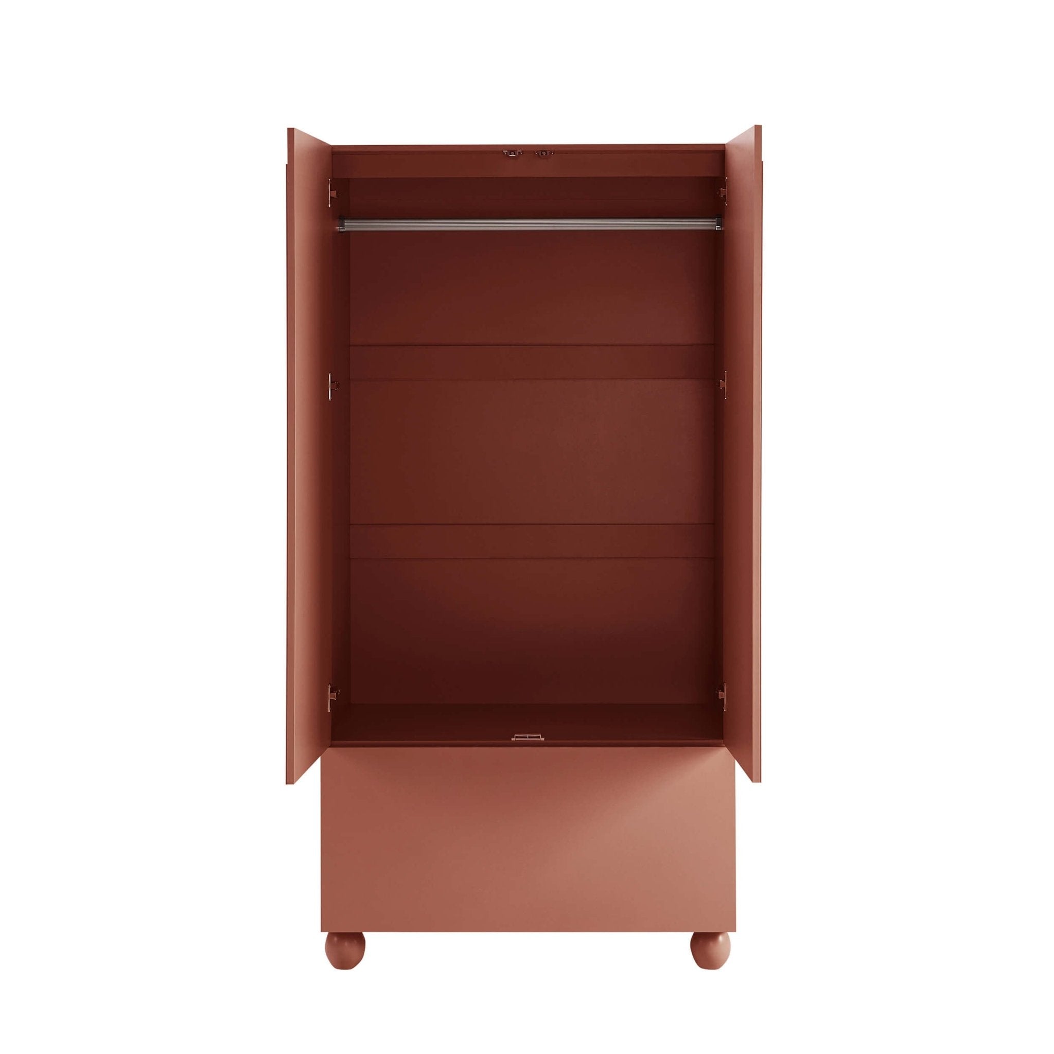 Dusklia - Rachel Arch Front 2 Door Wardrobe with Drawer - Terracotta