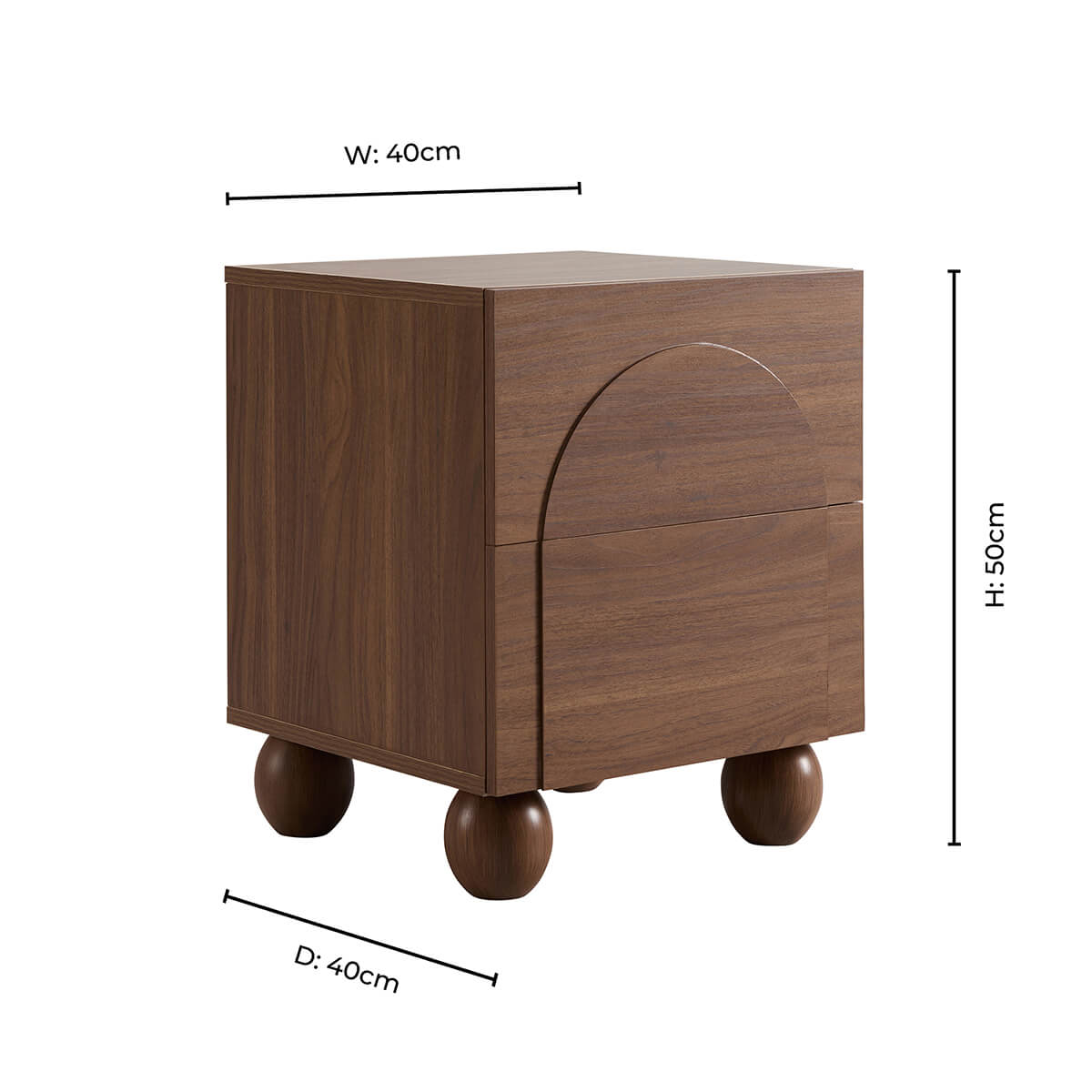 Table de chevet Rachel Arch avec 2 tiroirs - Bois moyen