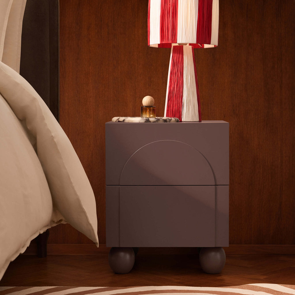 Dusklia - Rachel Arch Front 2 Drawer Bedside Table - Mocha