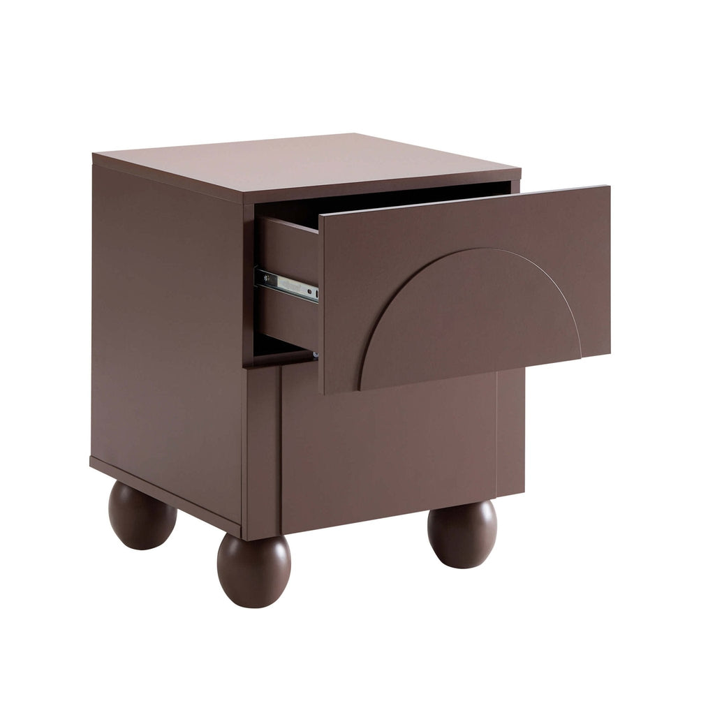 Dusklia - Rachel Arch Front 2 Drawer Bedside Table - Mocha