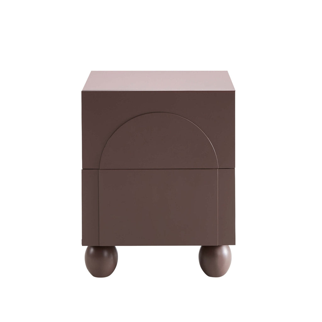 Dusklia - Rachel Arch Front 2 Drawer Bedside Table - Mocha