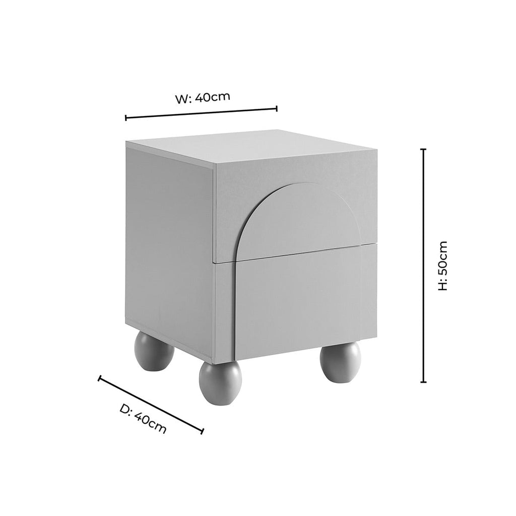 Dusklia - Rachel Arch Front 2 Drawer Bedside Table - Taupe