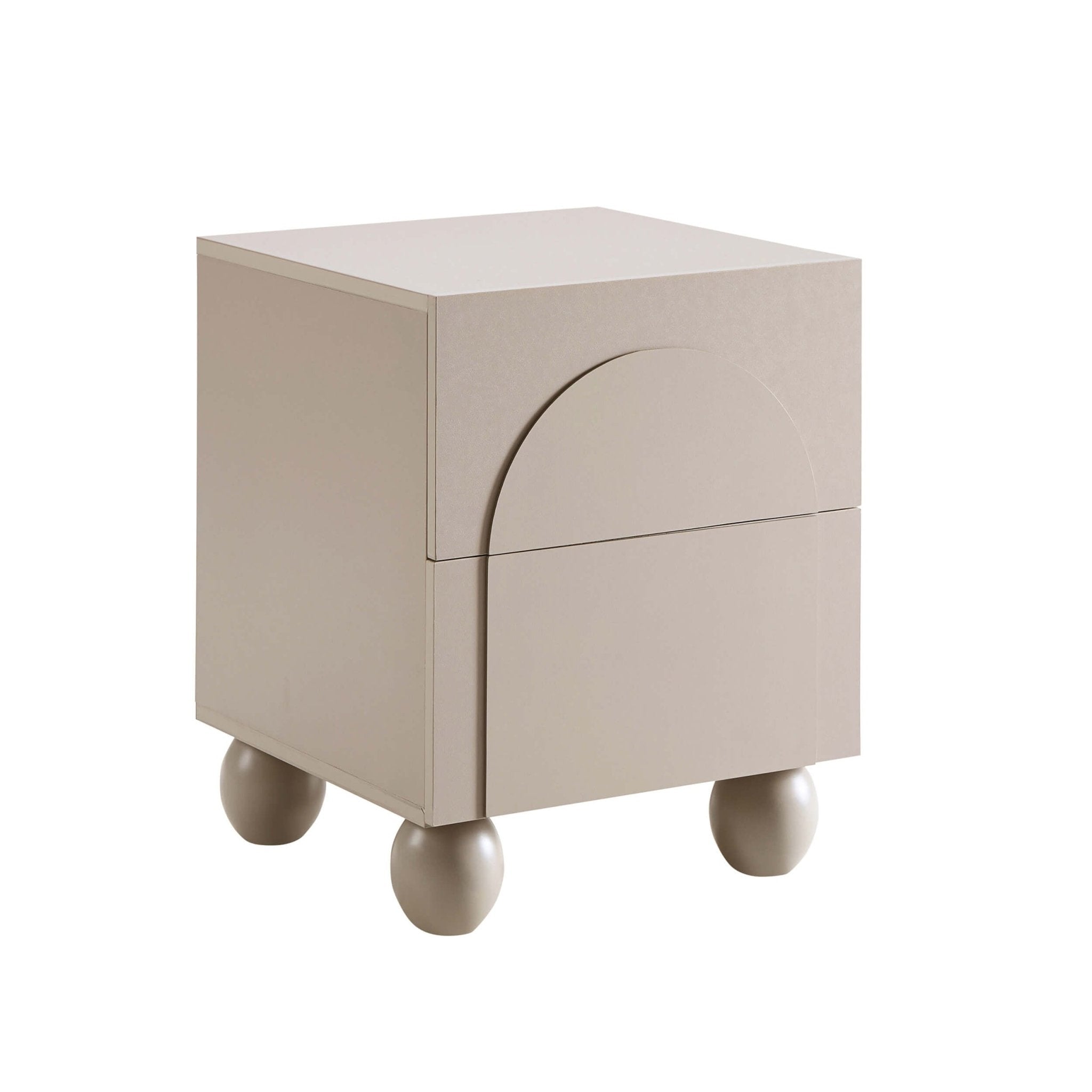Dusklia - Rachel Arch Front 2 Drawer Bedside Table - Taupe