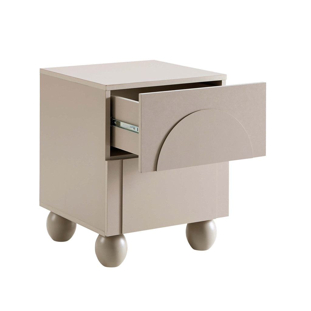 Dusklia - Rachel Arch Front 2 Drawer Bedside Table - Taupe