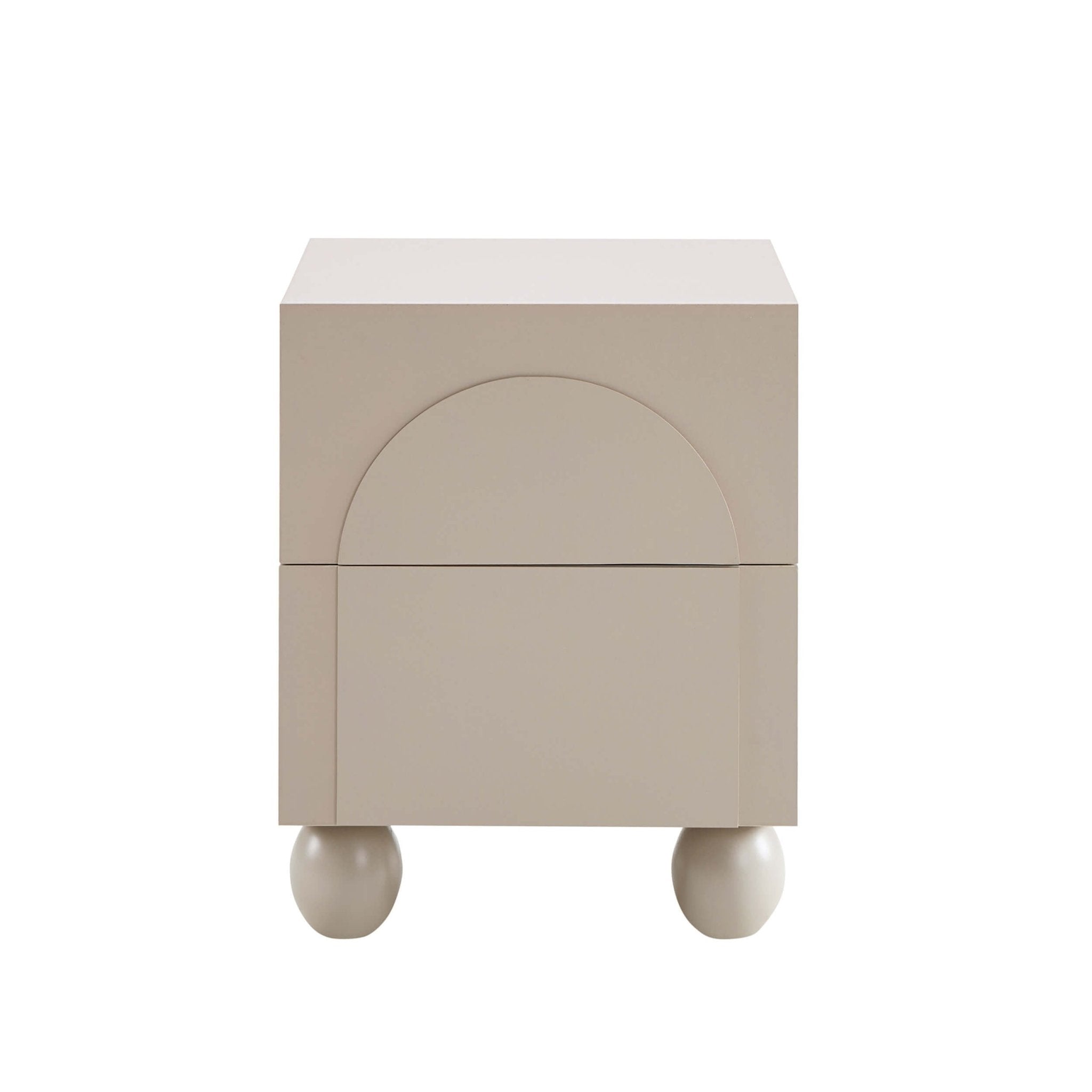 Dusklia - Rachel Arch Front 2 Drawer Bedside Table - Taupe