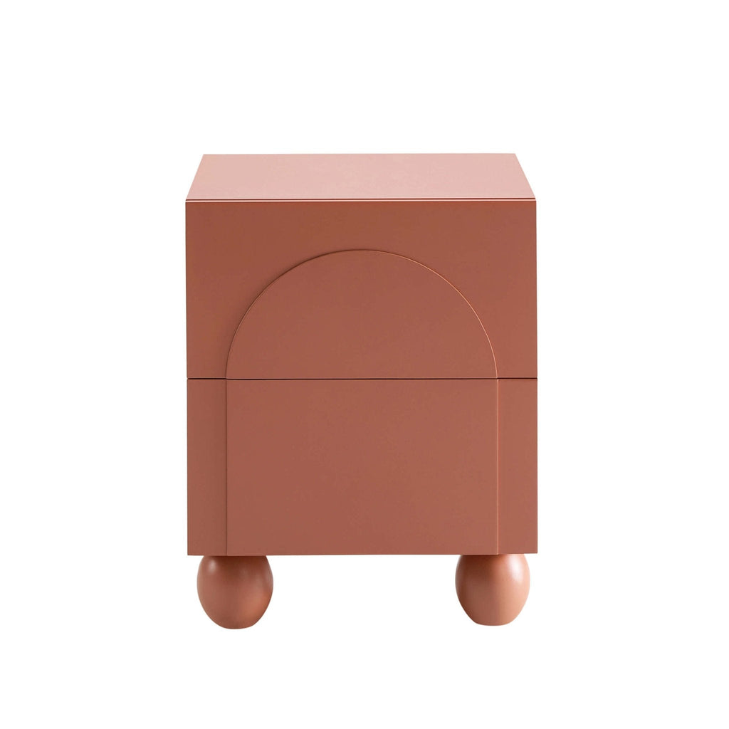 Dusklia - Rachel Arch Front 2 Drawer Bedside Table - Terracotta