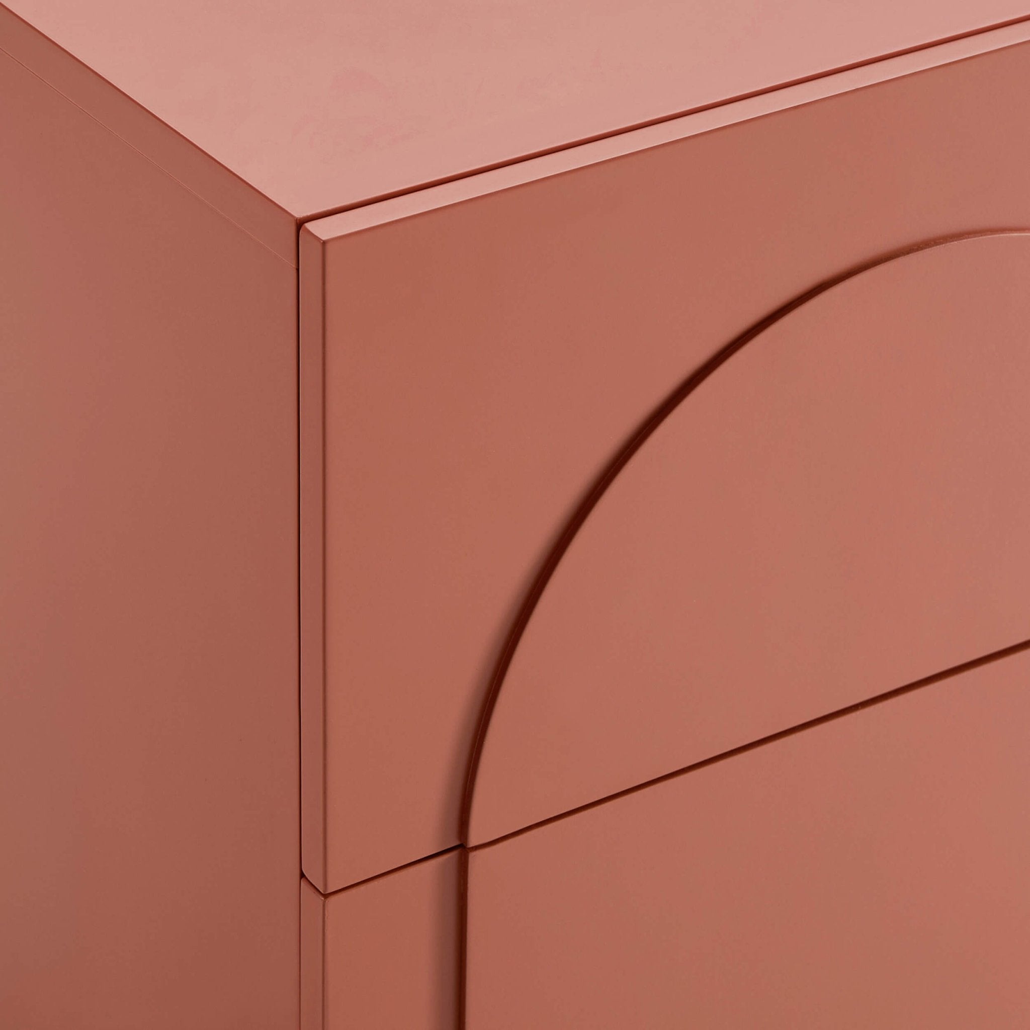Dusklia - Rachel Arch Front 2 Drawer Bedside Table - Terracotta