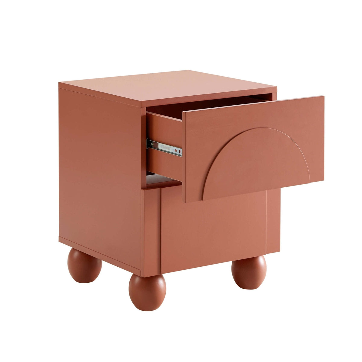 Dusklia - Rachel Arch Front 2 Drawer Bedside Table - Terracotta