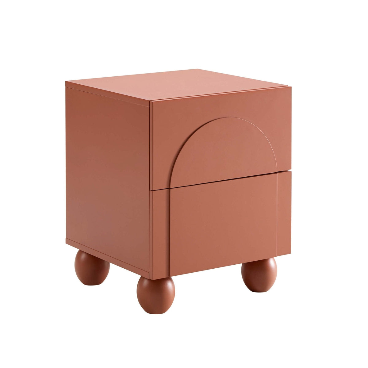 Dusklia - Rachel Arch Front 2 Drawer Bedside Table - Terracotta