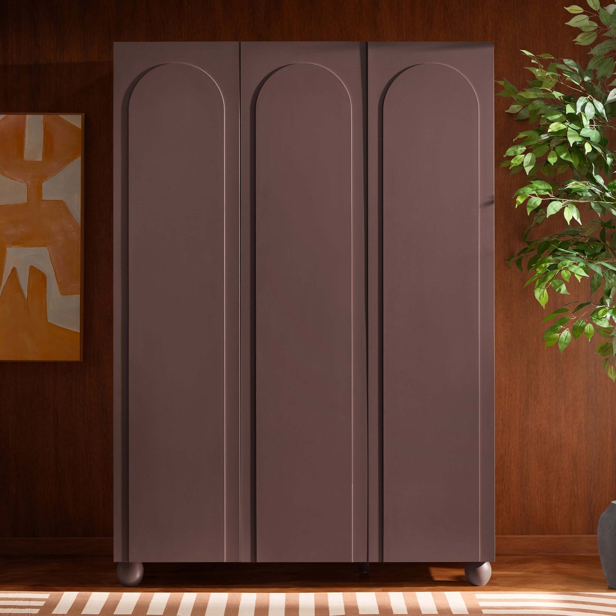 Dusklia - Rachel Arch Front 3 Door Wardrobe - Mocha