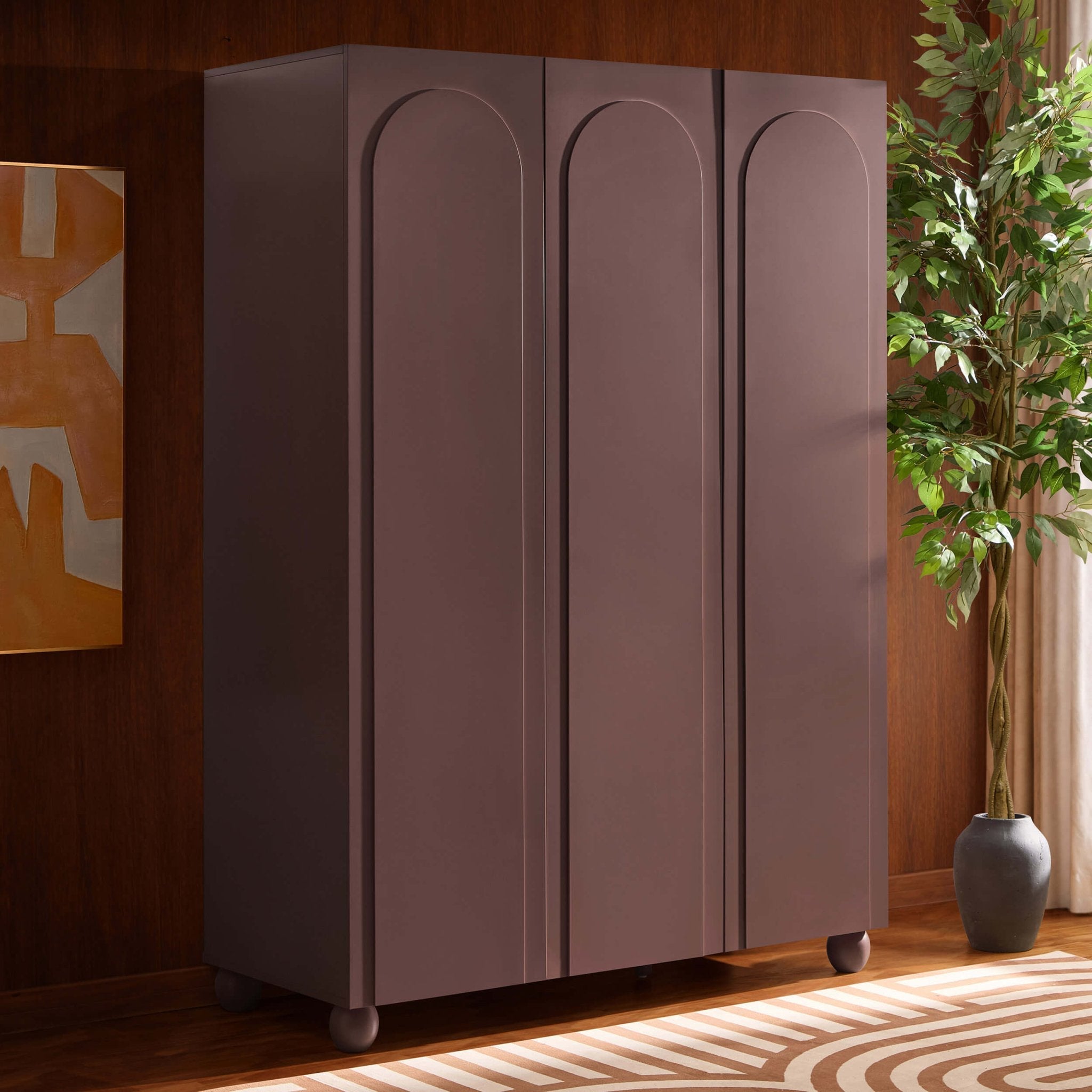Dusklia - Rachel Arch Front 3 Door Wardrobe - Mocha