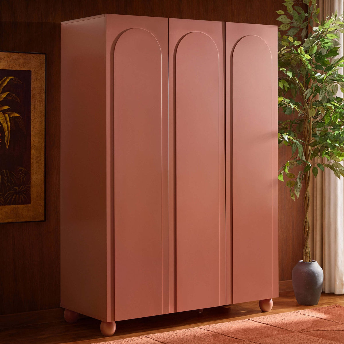 Dusklia - Rachel Arch Front 3 Door Wardrobe - Terracotta