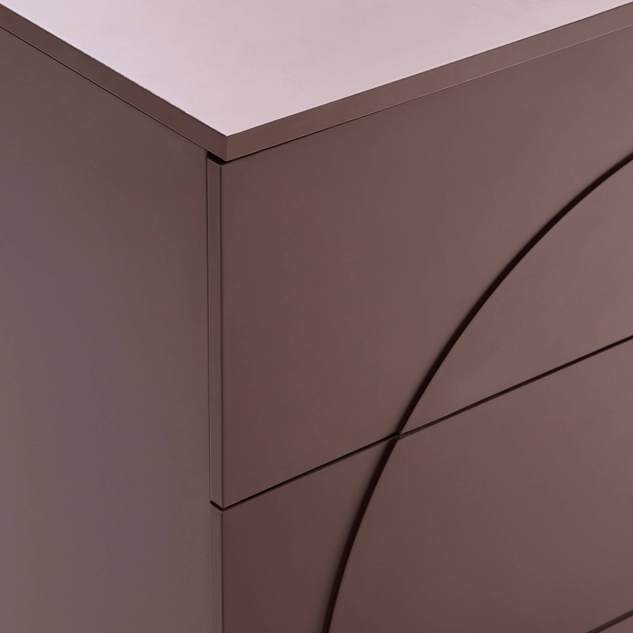 Dusklia - Rachel Arch Front 3 Drawer Chest - Mocha