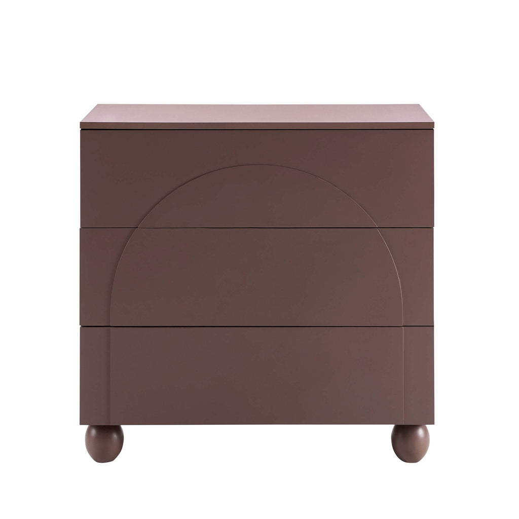 Dusklia - Rachel Arch Front 3 Drawer Chest - Mocha