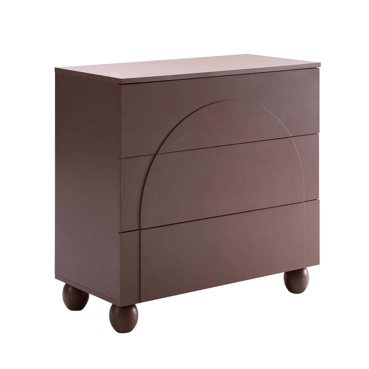 Dusklia - Rachel Arch Front 3 Drawer Chest - Mocha