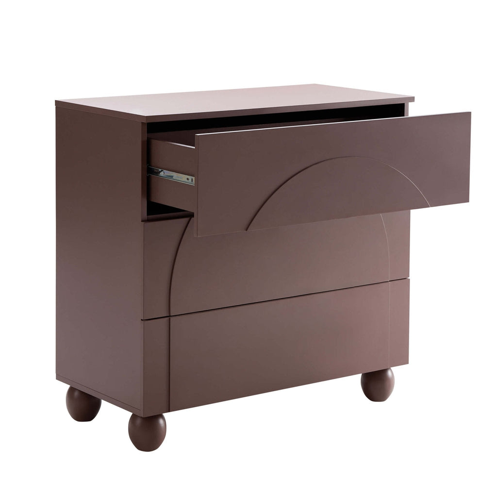 Dusklia - Rachel Arch Front 3 Drawer Chest - Mocha