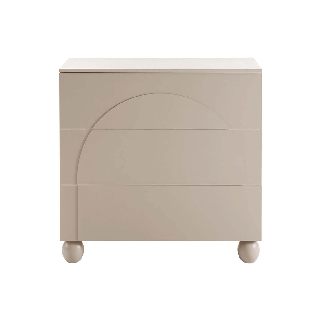 Dusklia - Rachel Arch Front 3 Drawer Chest - Taupe