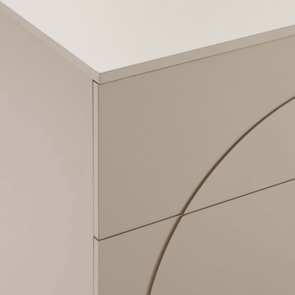 Dusklia - Rachel Arch Front 3 Drawer Chest - Taupe