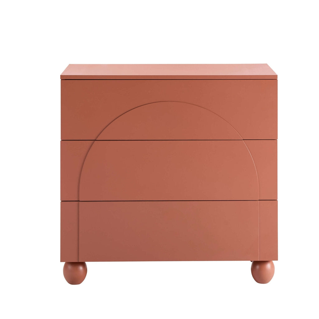 Dusklia - Rachel Arch Front 3 Drawer Chest - Terracotta