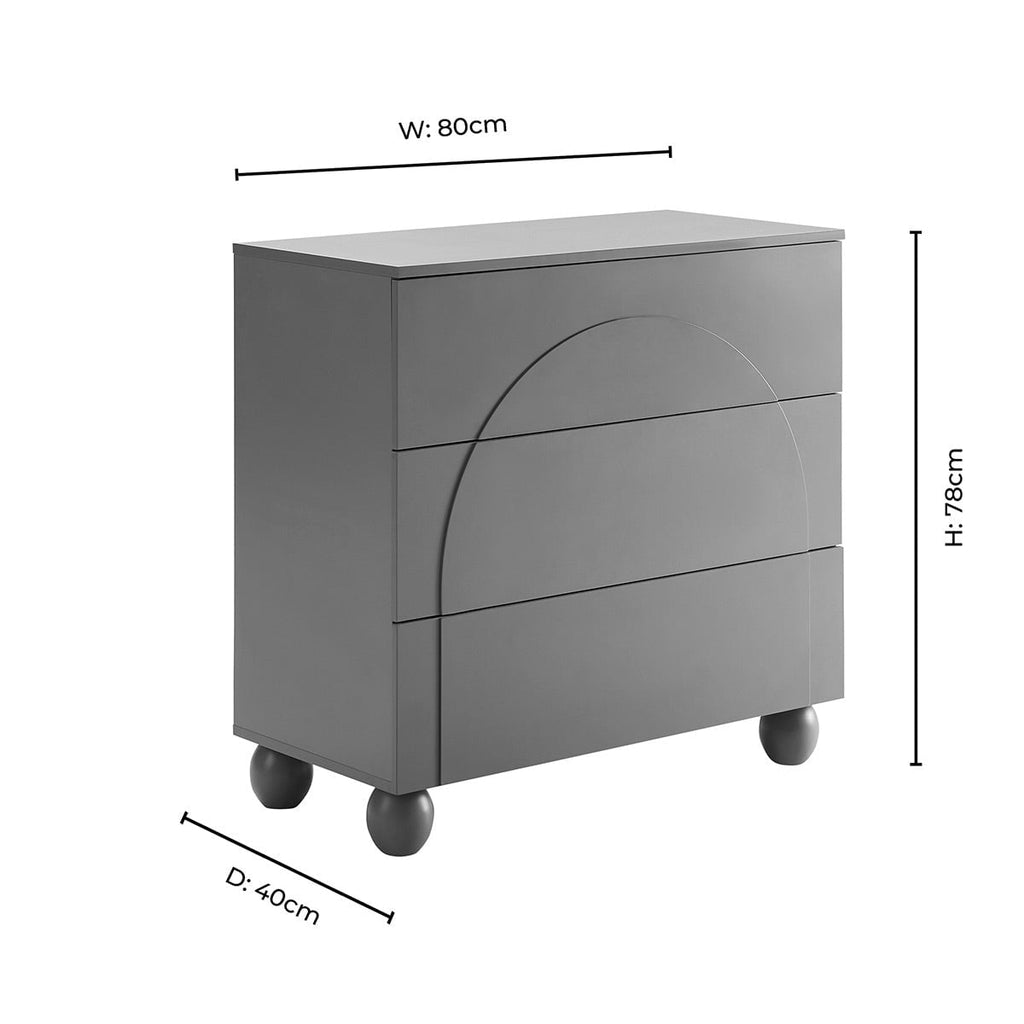 Dusklia - Rachel Arch Front 3 Drawer Chest - Mocha