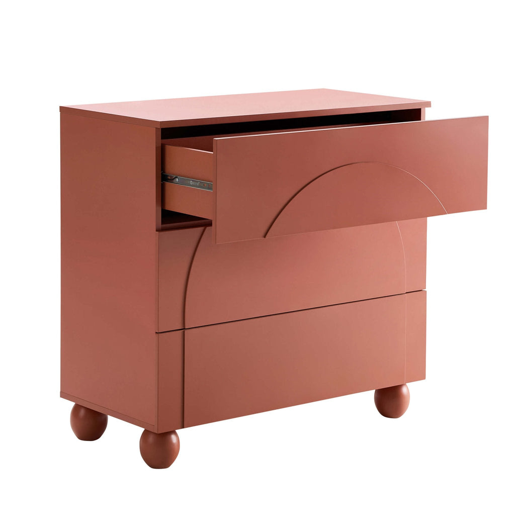 Dusklia - Rachel Arch Front 3 Drawer Chest - Terracotta
