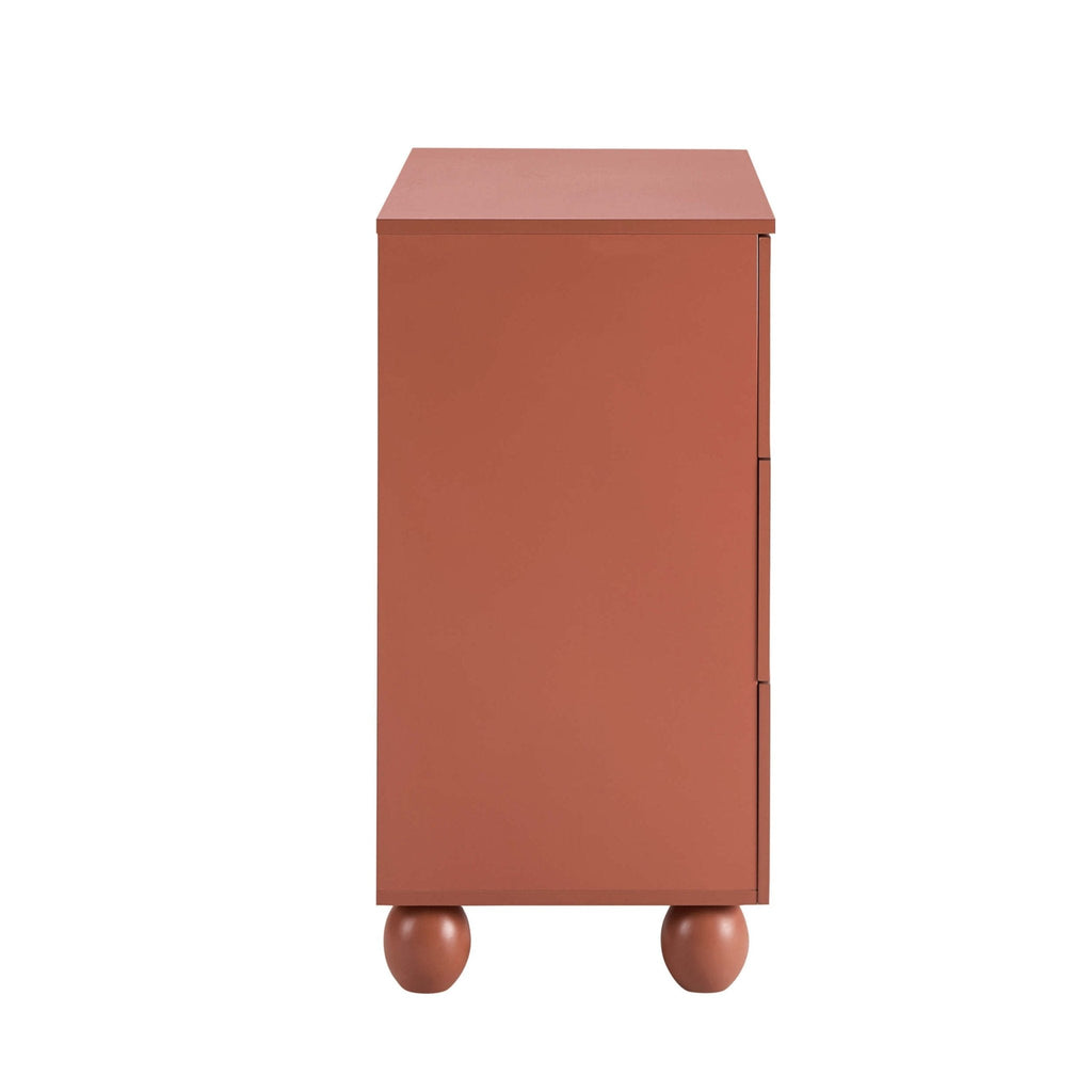 Dusklia - Rachel Arch Front 3 Drawer Chest - Terracotta