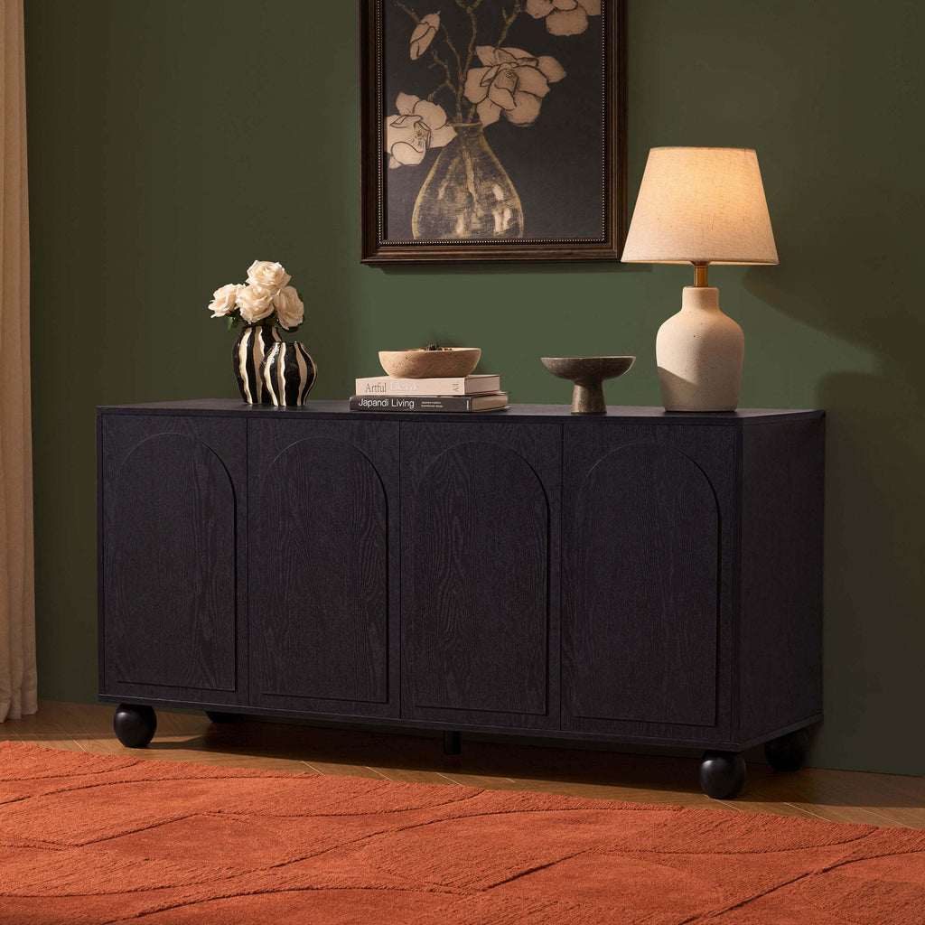 Dusklia - Rachel Arch Front 4 Door Sideboard - Black