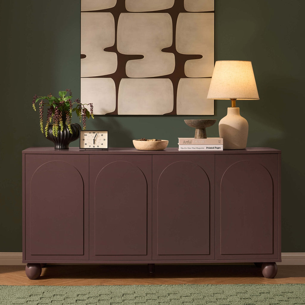 Dusklia - Rachel Arch Front 4 Door Sideboard - Mocha
