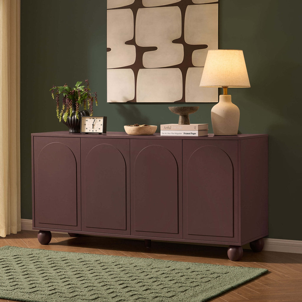 Dusklia - Rachel Arch Front 4 Door Sideboard - Mocha