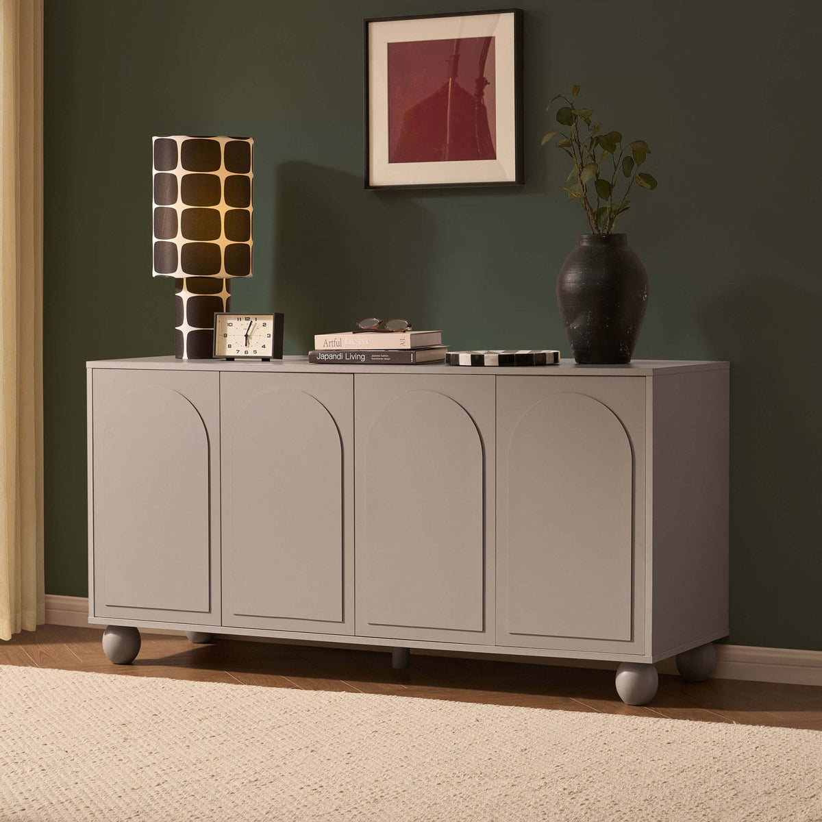 Dusklia - Rachel Arch Front 4 Door Sideboard - Taupe