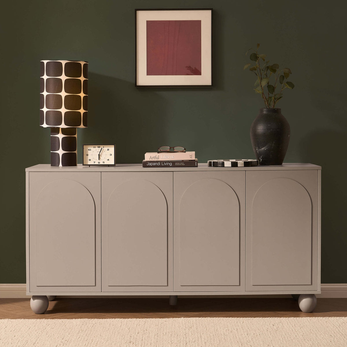 Dusklia - Rachel Arch Front 4 Door Sideboard - Taupe