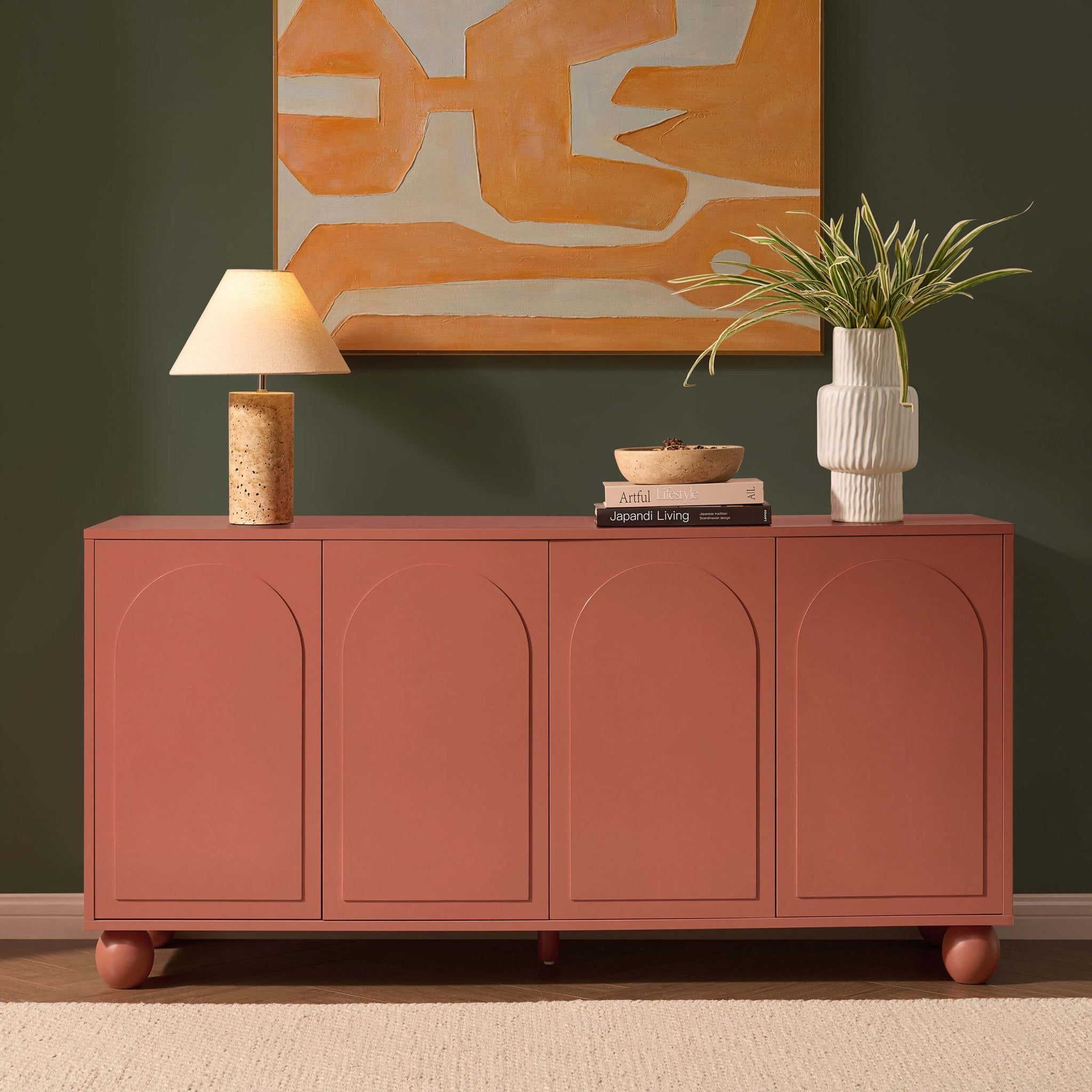 Dusklia - Rachel Arch Front 4 Door Sideboard - Terracotta