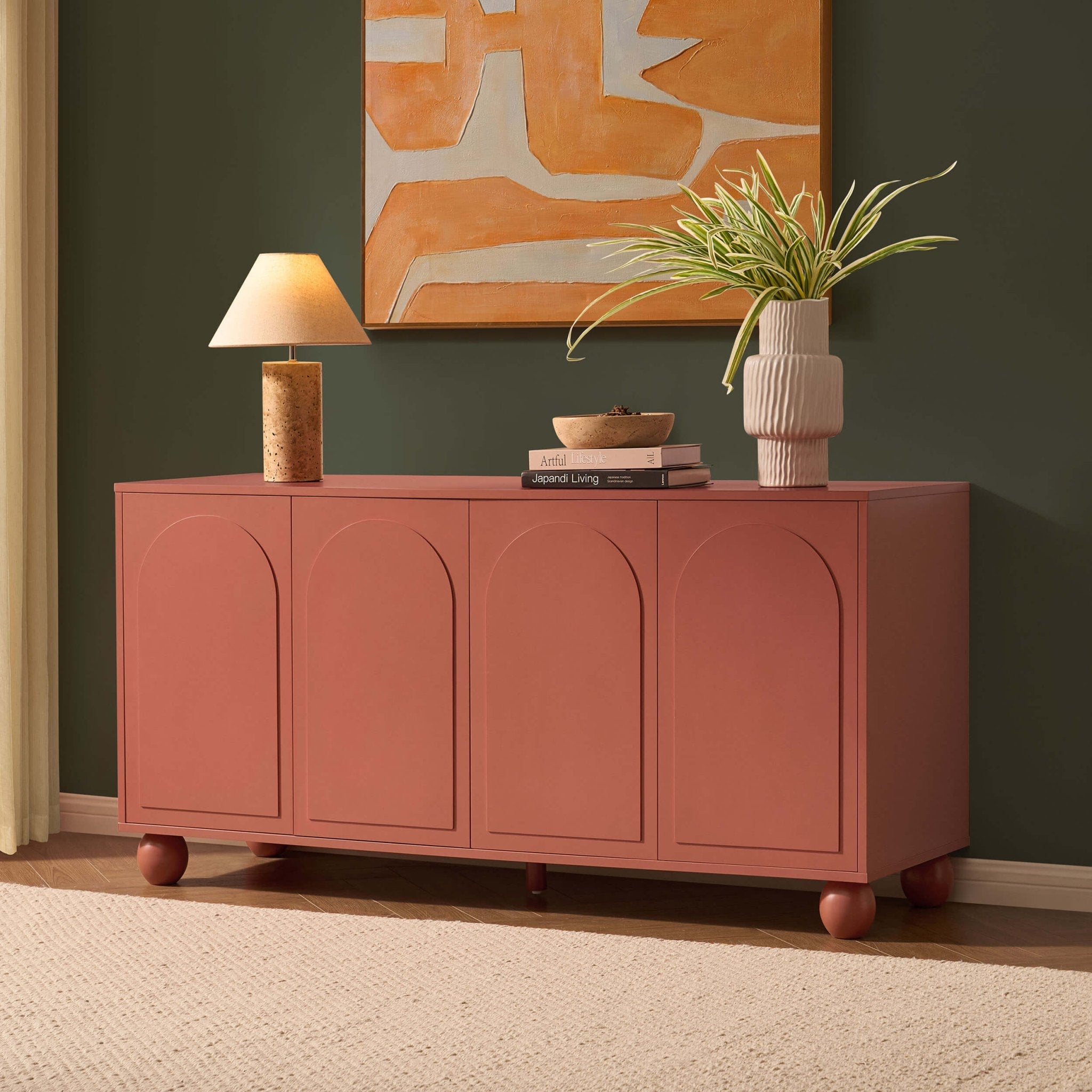 Dusklia - Rachel Arch Front 4 Door Sideboard - Terracotta