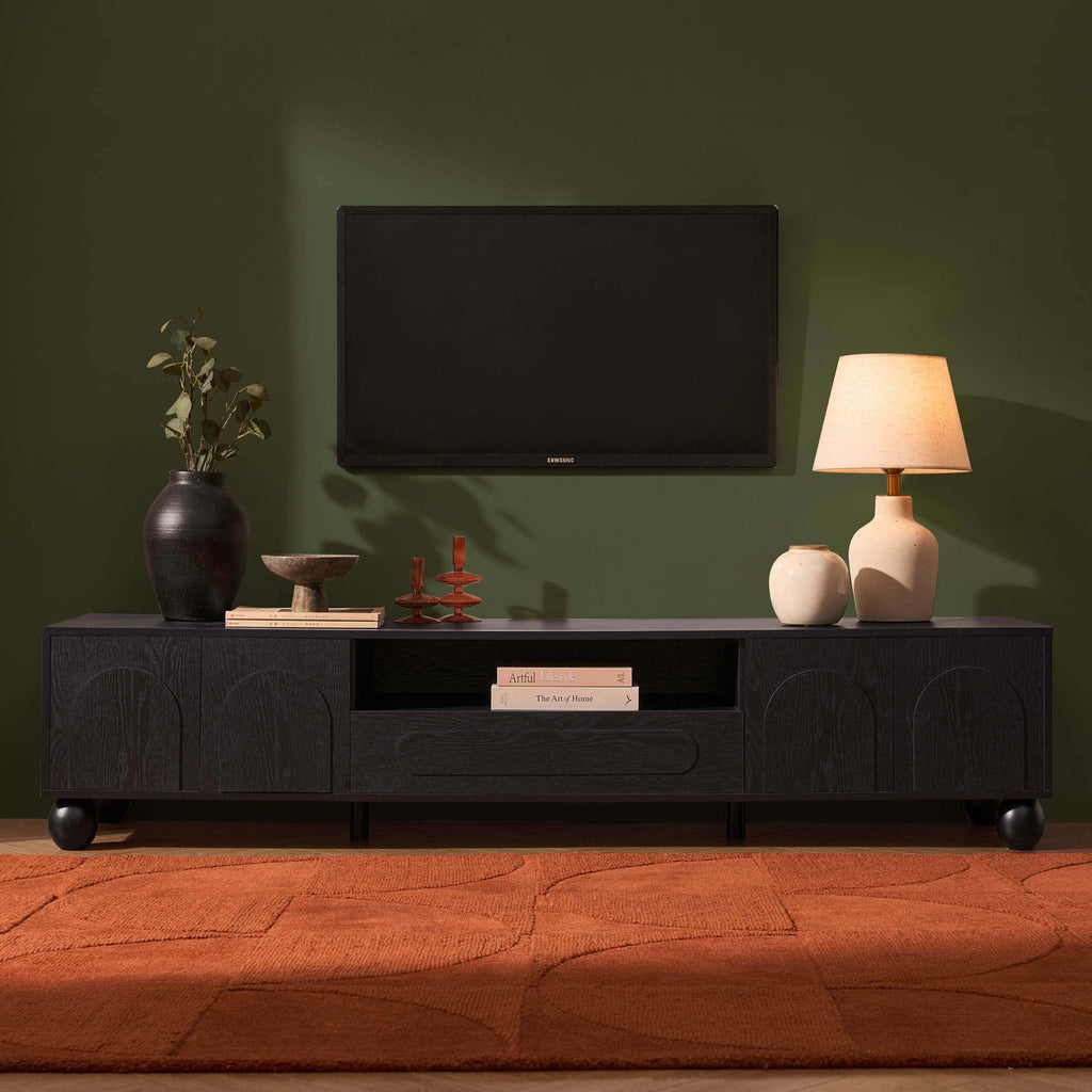 Dusklia - Rachel Arch Front Tv Unit for TVs up to 75- Black