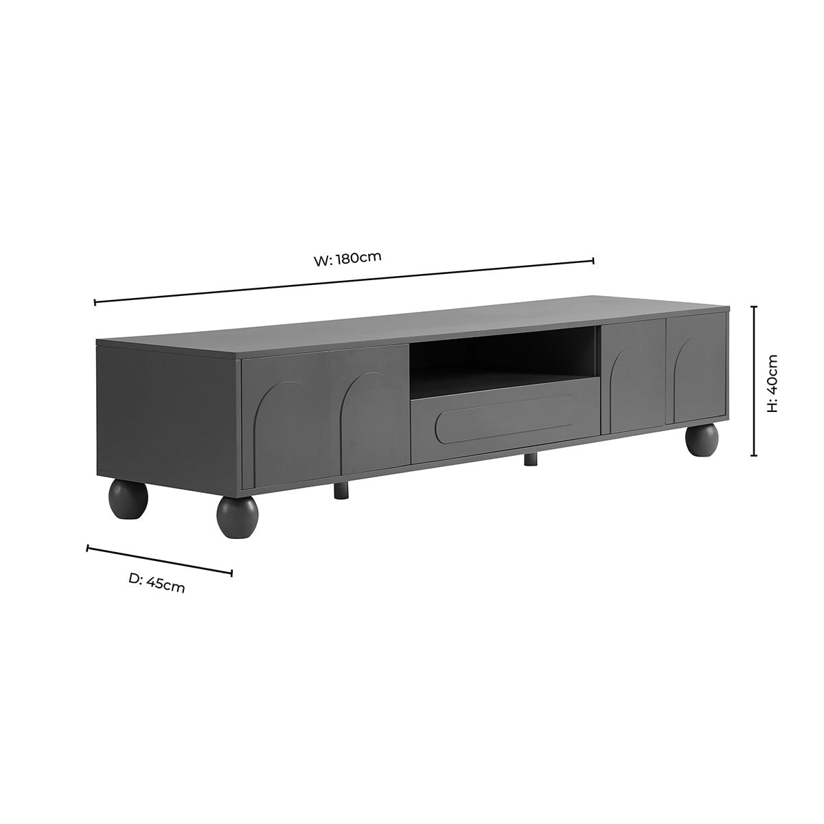 Dusklia - Rachel Arch Front Tv Unit for TVs up to 75- Black