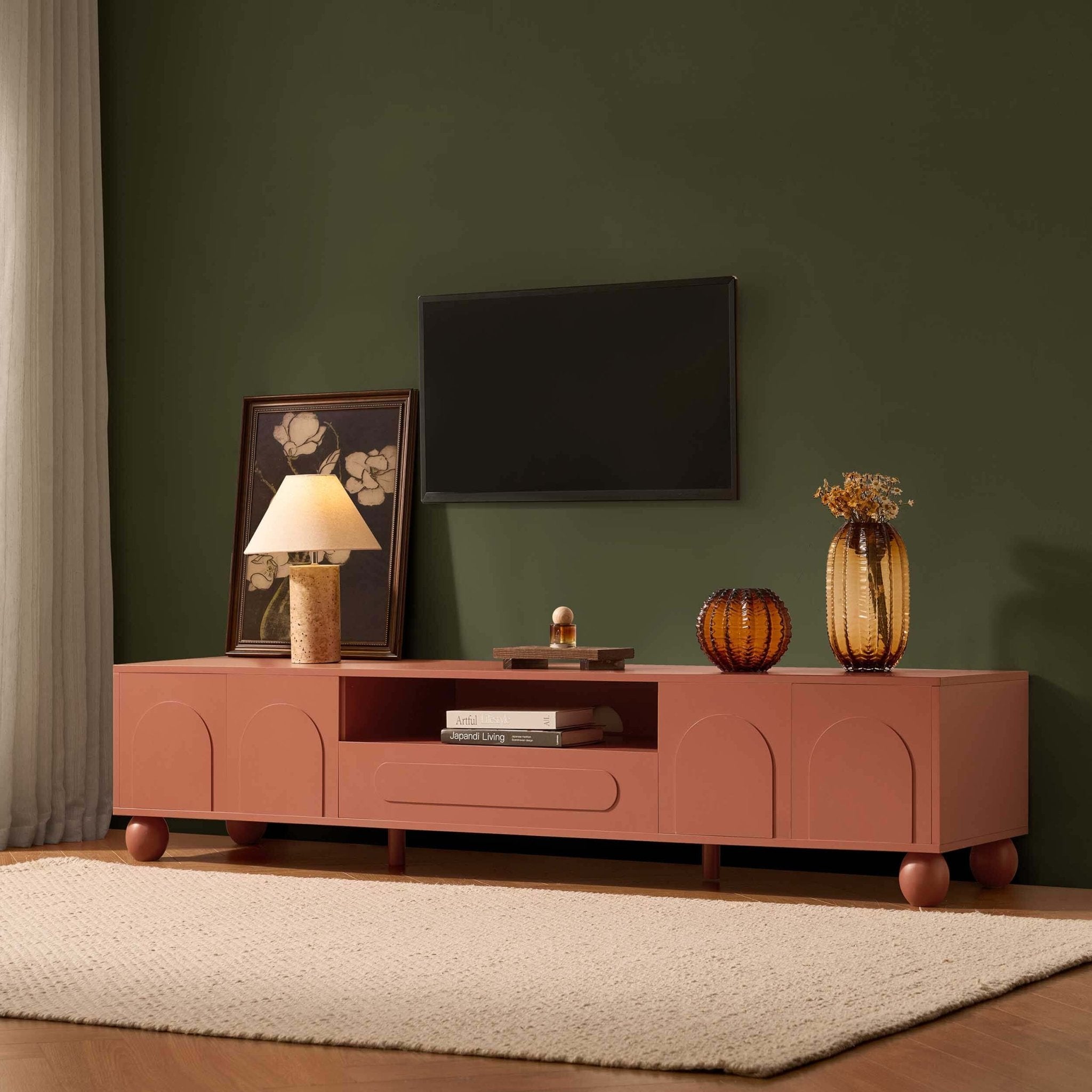 Dusklia - Rachel Arch Front Tv Unit for TVs up to 75-Terracotta