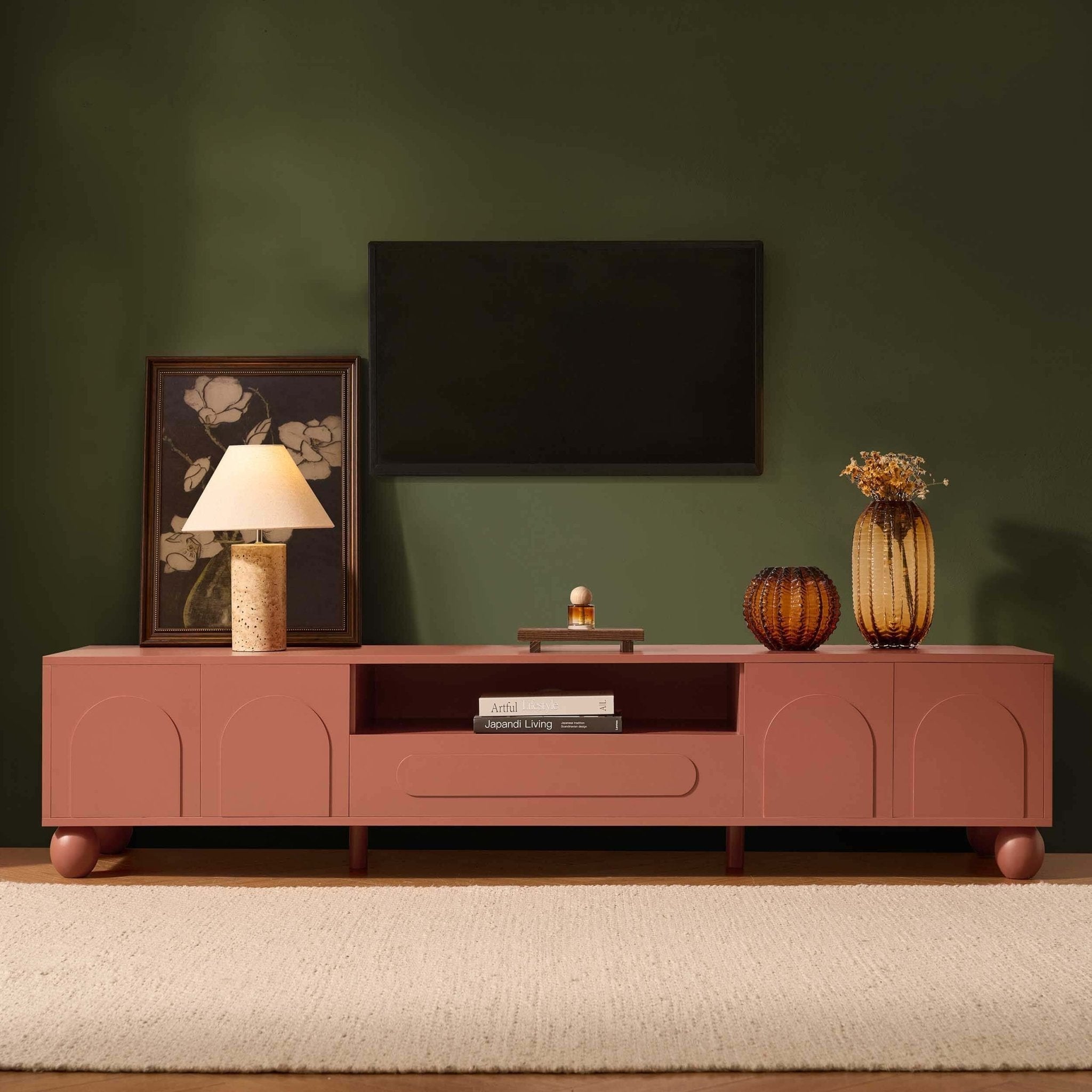 Dusklia - Rachel Arch Front Tv Unit for TVs up to 75-Terracotta