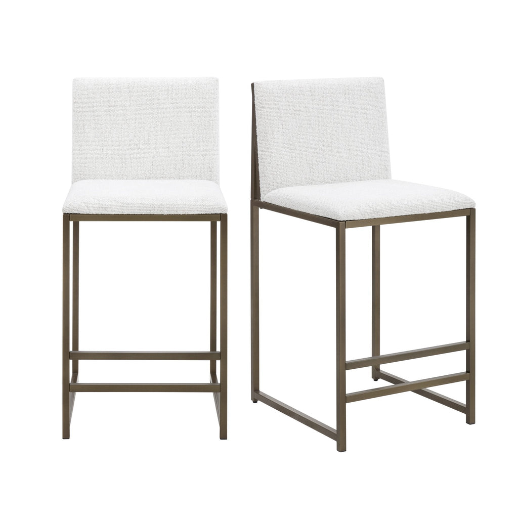 Dusklia - Rae Set of 2 Barstools - Ivory Boucle