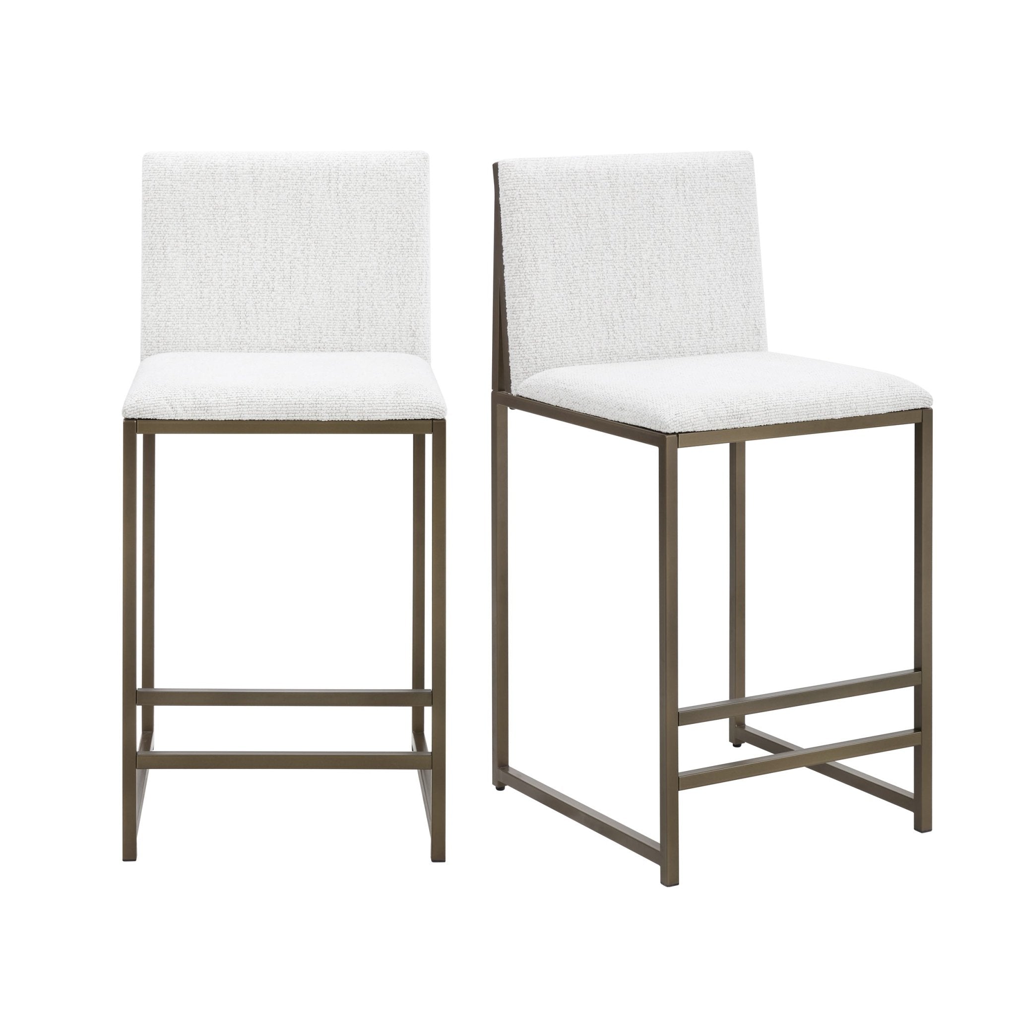 Dusklia - Rae Set of 2 Barstools - Ivory Boucle