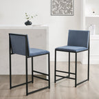 Dusklia - Rae Set Of 2 Barstools - Velvet - Blue