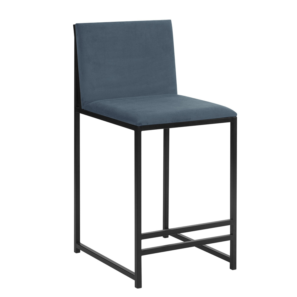 Dusklia - Rae Set Of 2 Barstools - Velvet - Blue