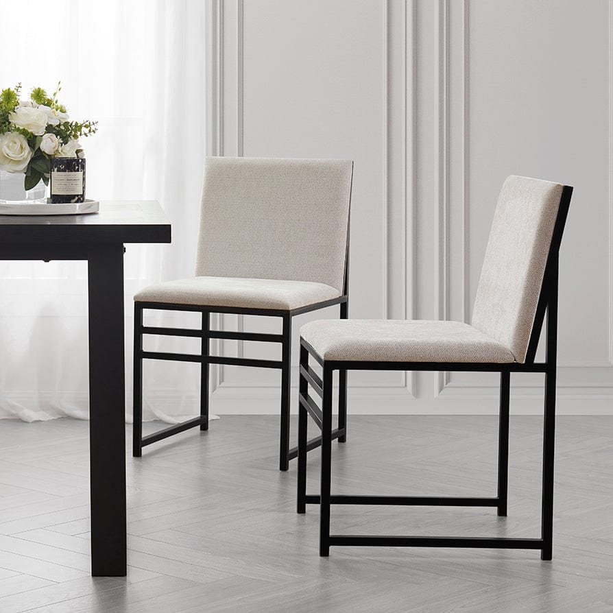 Dusklia - Rae Set Of 2 Dining Chairs - Chenille - Light Natural