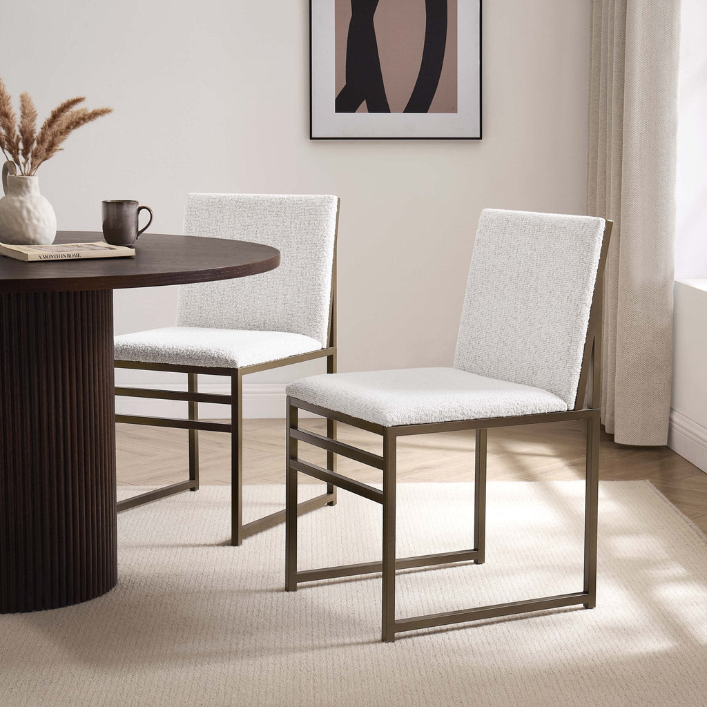 Dusklia - Rae Set of 2 Dining Chairs - Ivory Boucle