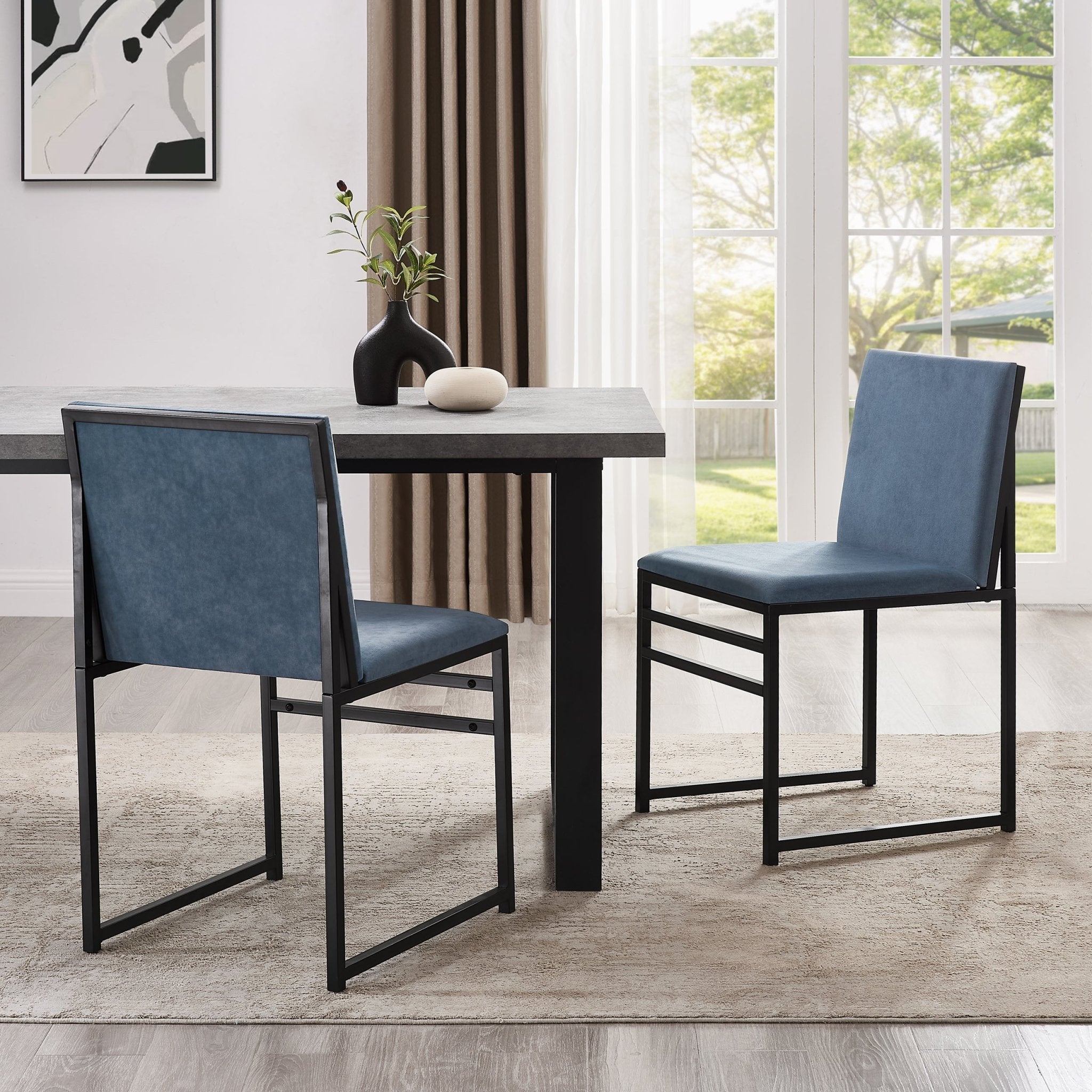 Dusklia - Rae Set of 2 Dining Chairs - Velvet - Blue