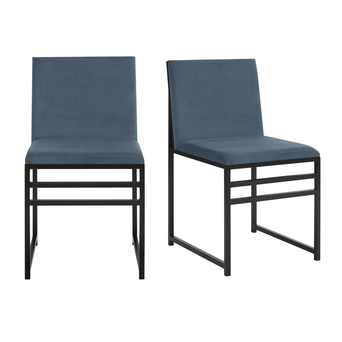 Dusklia - Rae Set of 2 Dining Chairs - Velvet - Blue