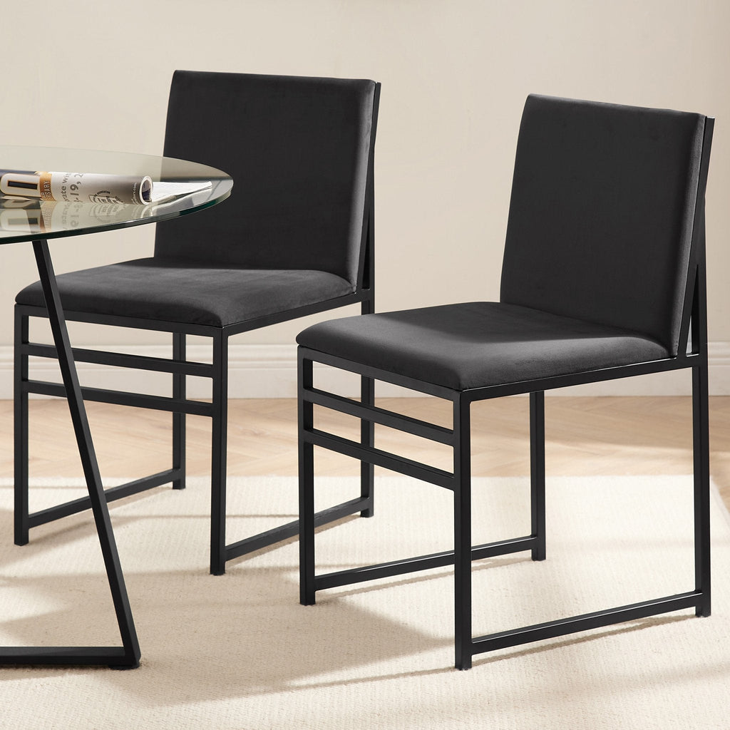 Dusklia - Rae Set of 2 Dining Chairs - Velvet - Charcoal