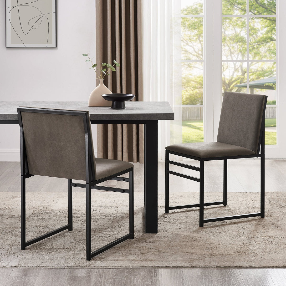 Dusklia - Rae Set of 2 Dining Chairs - Velvet - Dark Taupe